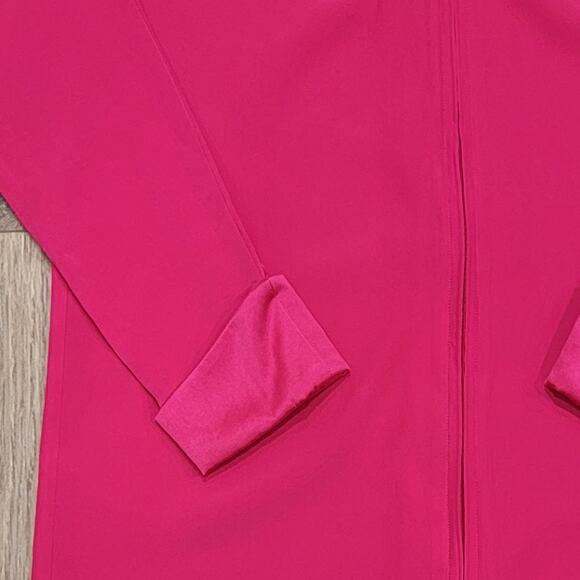 Silk Studio Silk Dress Sz 10‎ Long Sleeve Front Zip Satin Cuffs Fuschia Evening - Picture 6 of 13